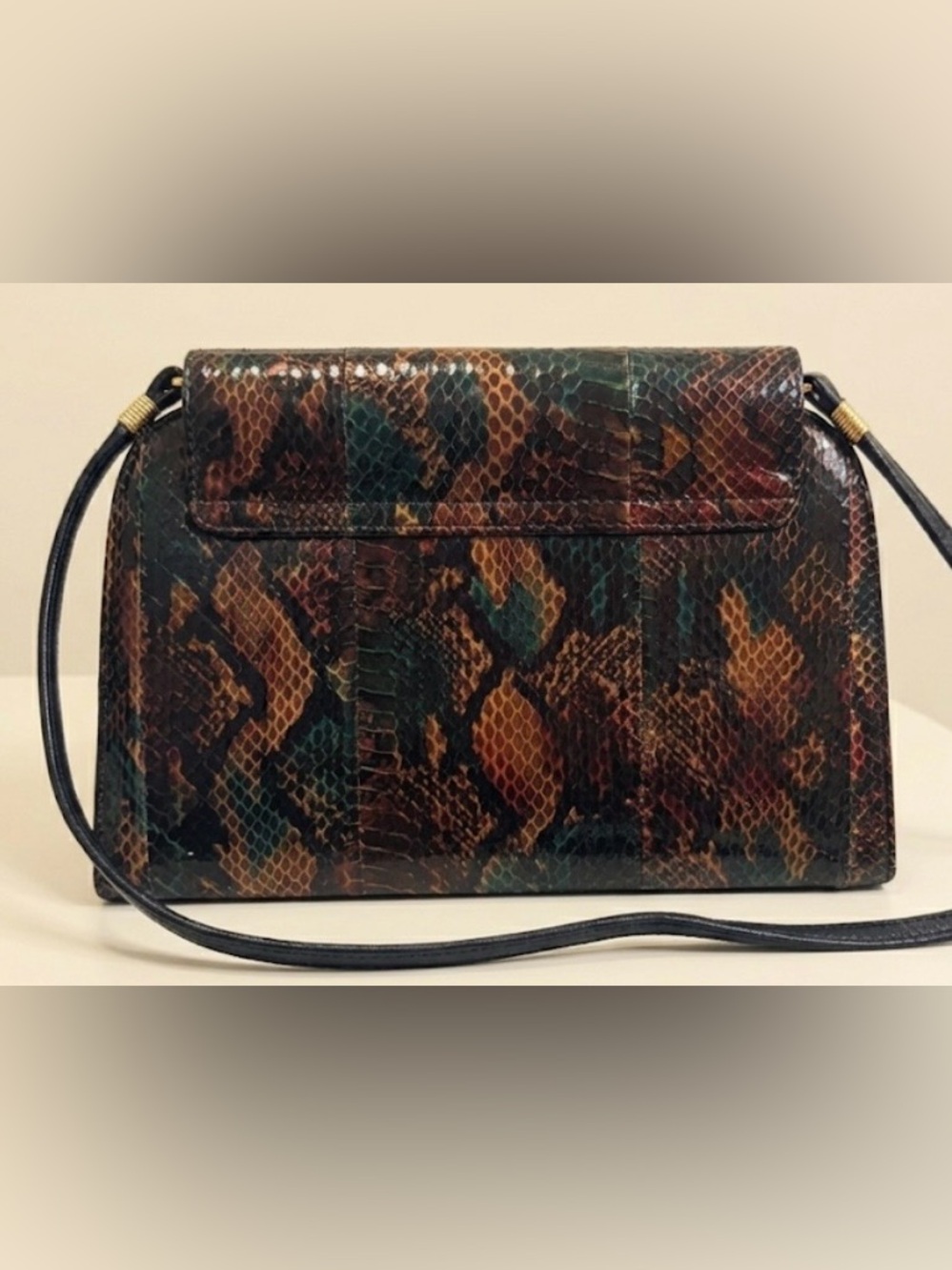 VINTAGE J. Renee Black Snakeskin Crossbody Bag - NO CA SHIPPING - Picture 3 of 13